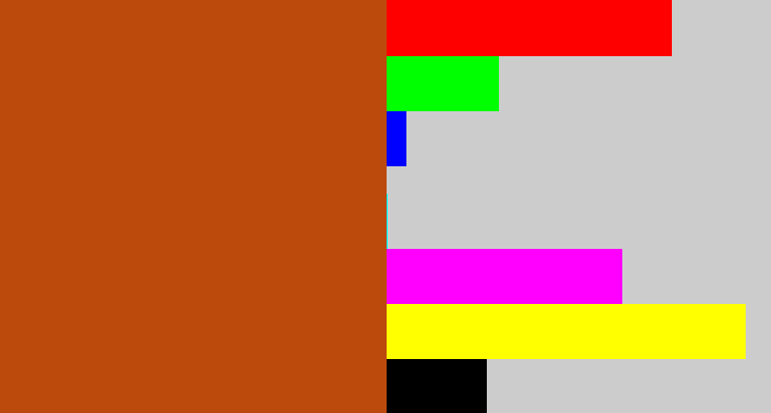 Hex color #bc4a0d - brick orange
