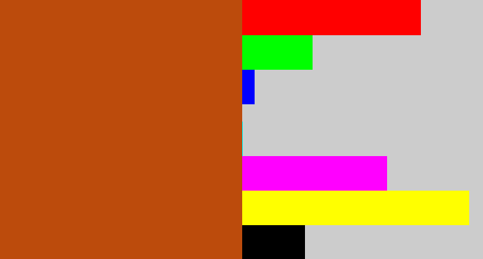 Hex color #bc4b0c - brick orange