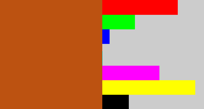 Hex color #bc5211 - brick orange