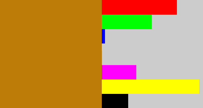 Hex color #bc7c07 - golden brown