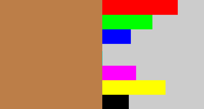 Hex color #bc7e48 - dark tan