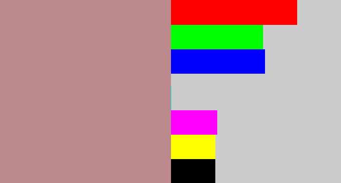 Hex color #bc898c - greyish pink