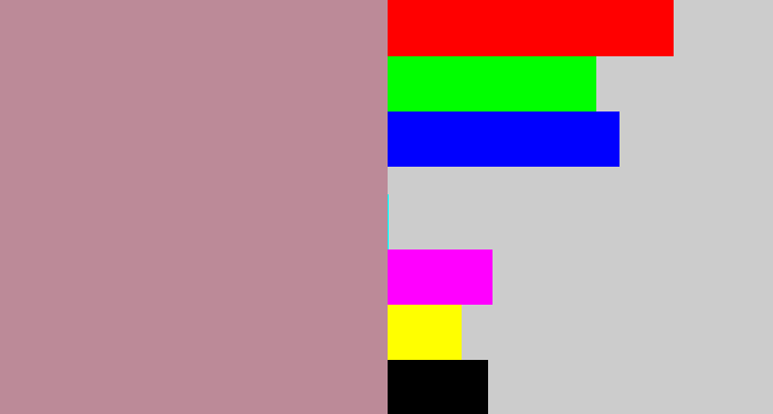 Hex color #bc8a98 - grey pink