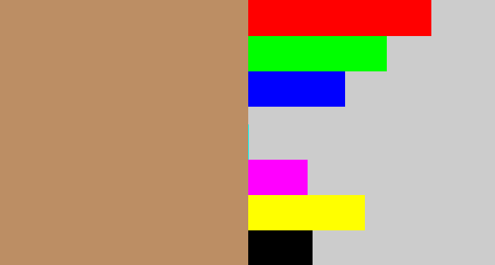 Hex color #bc8e64 - pale brown
