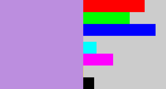 Hex color #bc8edf - pale purple