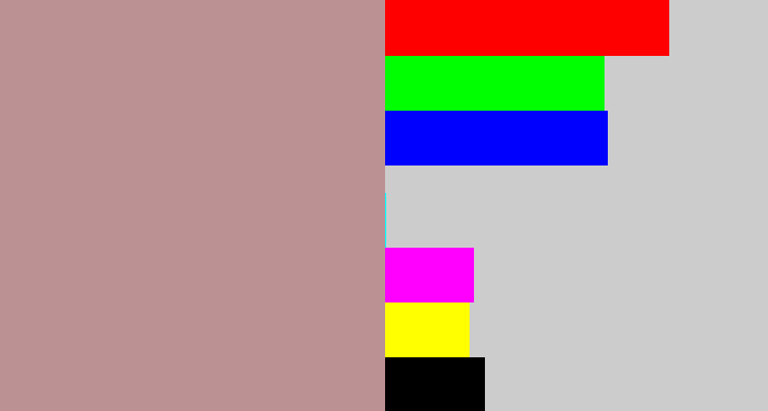 Hex color #bc9193 - grey pink