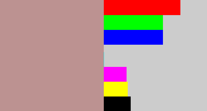 Hex color #bc9291 - grey pink