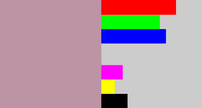 Hex color #bc94a4 - light mauve