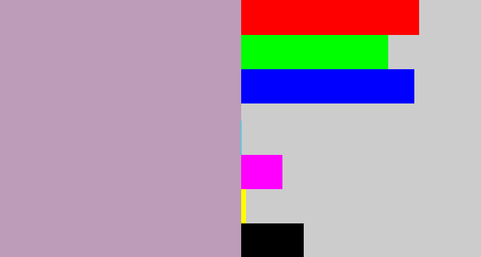 Hex color #bc9cb8 - pinkish grey