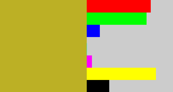 Hex color #bcb025 - puke yellow