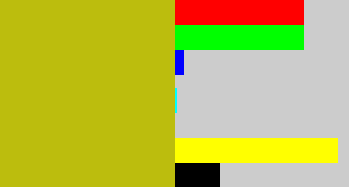 Hex color #bcbd0d - puke yellow