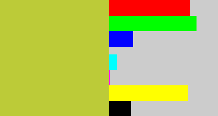 Hex color #bccb38 - sickly yellow