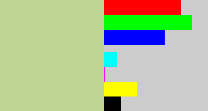 Hex color #bcd593 - light grey green