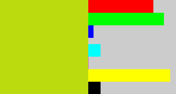 Hex color #bcdb0f - yellowish green