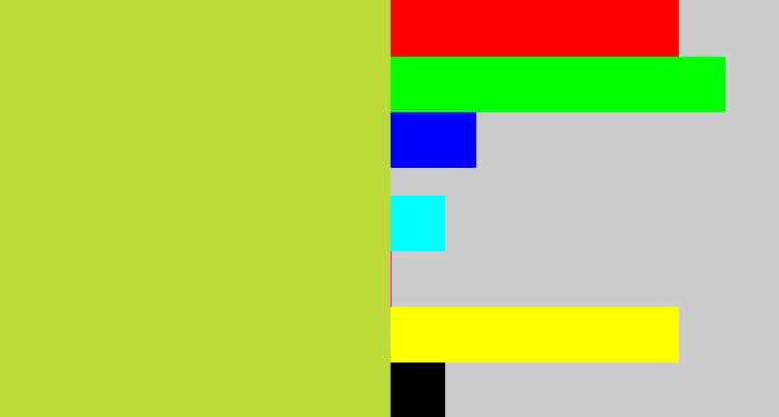 Hex color #bcdb39 - sickly yellow