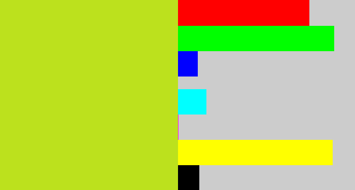 Hex color #bce11d - yellowish green