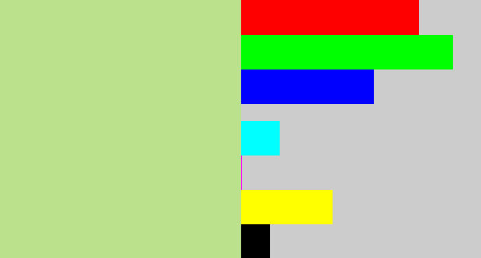 Hex color #bce18c - light grey green