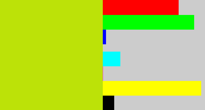 Hex color #bce208 - yellowish green
