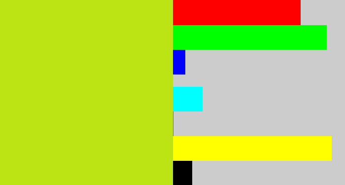 Hex color #bce313 - yellowish green