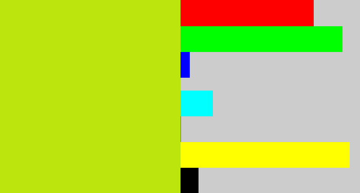 Hex color #bce50e - yellowish green