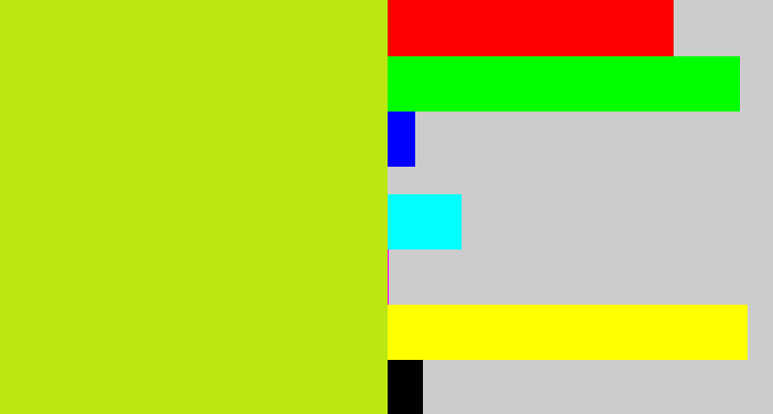 Hex color #bce711 - yellowish green