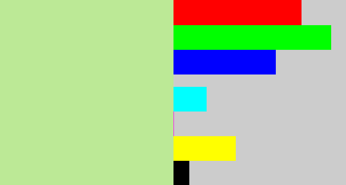 Hex color #bce996 - light grey green