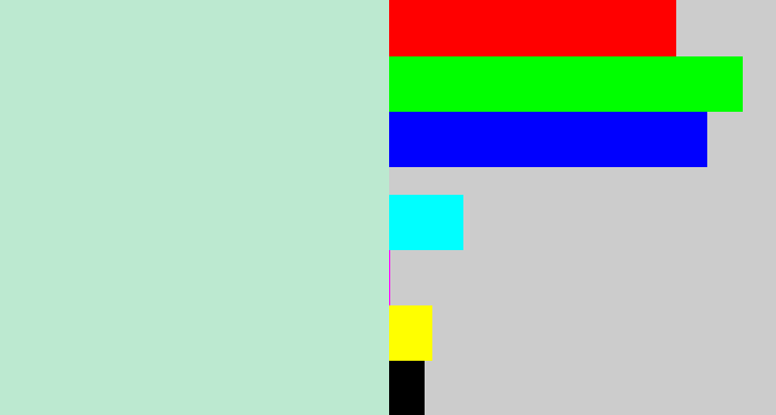 Hex color #bce9d0 - pale turquoise