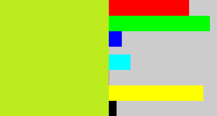 Hex color #bcec1e - yellowy green