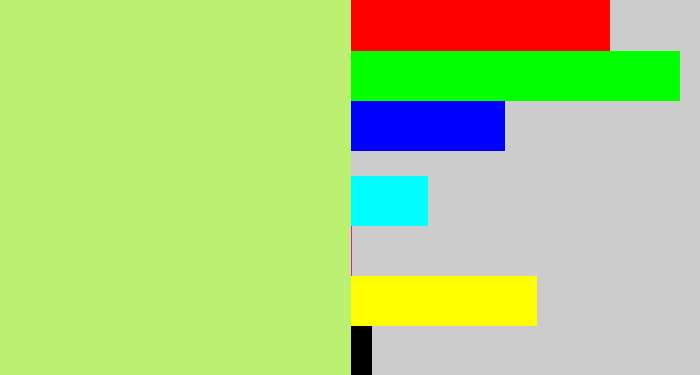 Hex color #bcf071 - pale lime