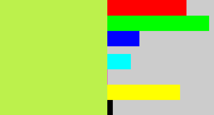 Hex color #bcf14c - yellow/green