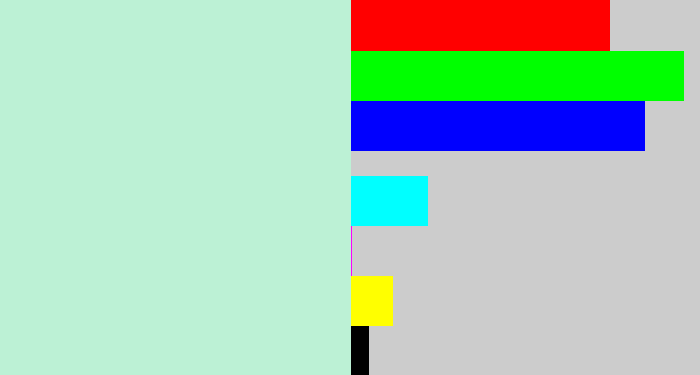 Hex color #bcf1d5 - pale turquoise