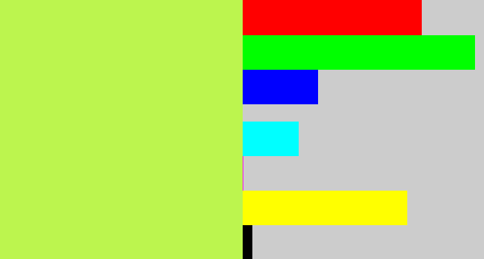 Hex color #bcf54e - yellow/green