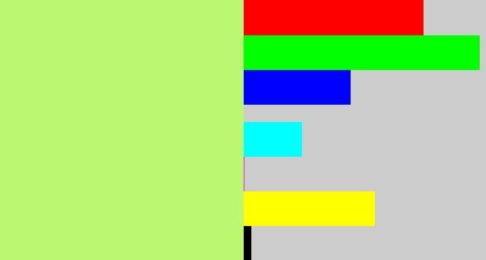 Hex color #bcf771 - pale lime