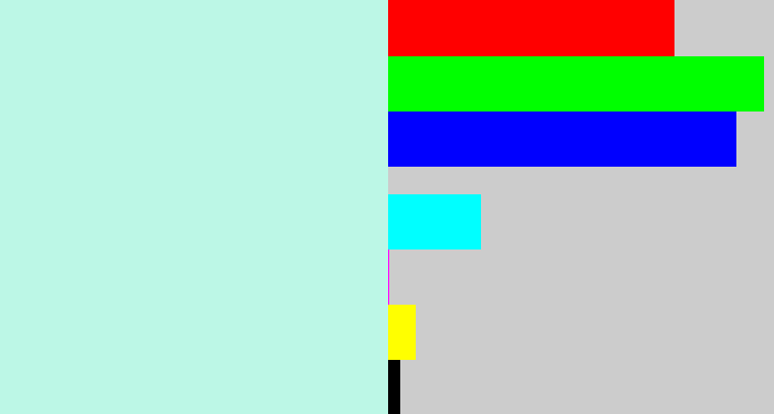 Hex color #bcf7e6 - pale aqua