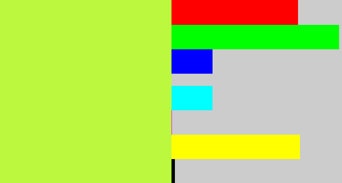 Hex color #bcf93e - yellow/green