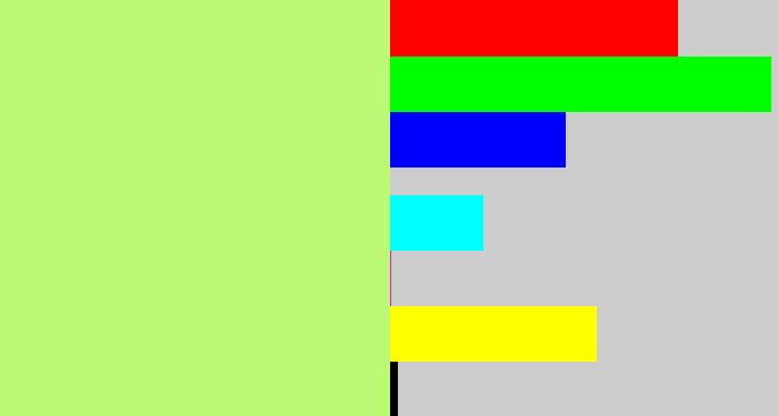 Hex color #bcf974 - pale lime
