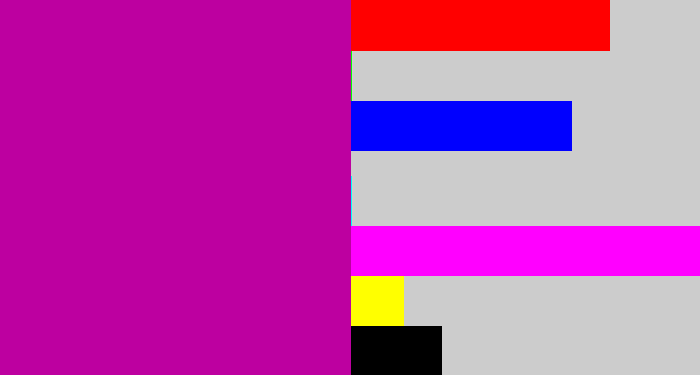 Hex color #bd00a0 - barney purple