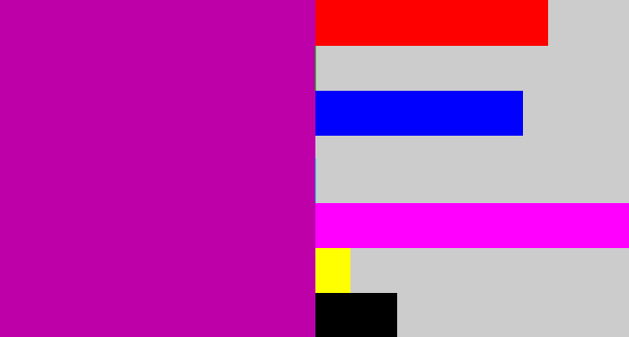 Hex color #bd00a8 - barney purple