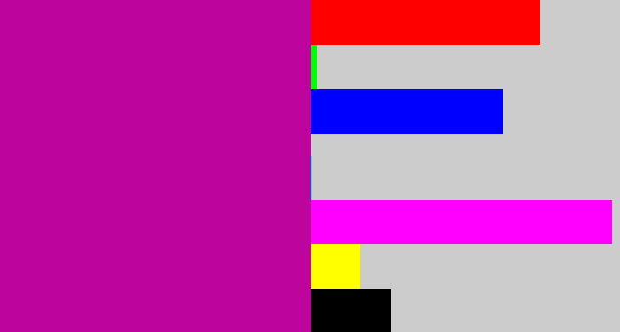 Hex color #bd059e - barney purple