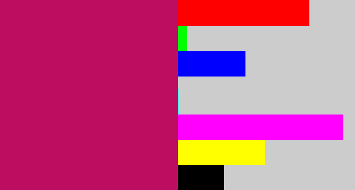 Hex color #bd0d61 - deep pink