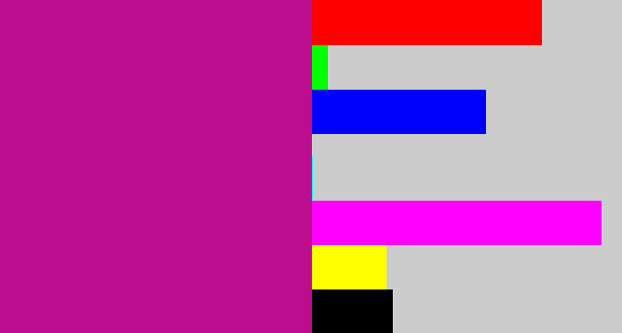 Hex color #bd0d8f - magenta