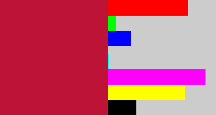 Hex color #bd1336 - rouge