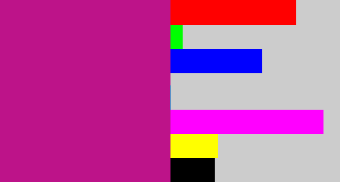 Hex color #bd1389 - magenta