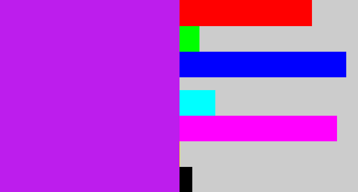 Hex color #bd1ded - neon purple