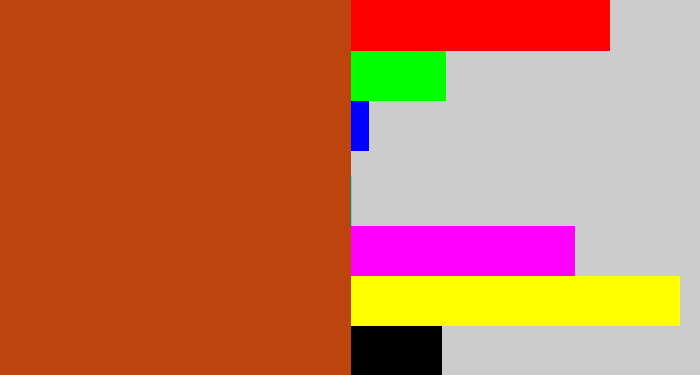 Hex color #bd440c - brick orange