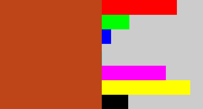 Hex color #bd4518 - brick orange