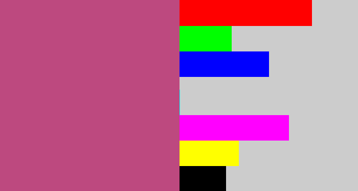 Hex color #bd497f - dark pink
