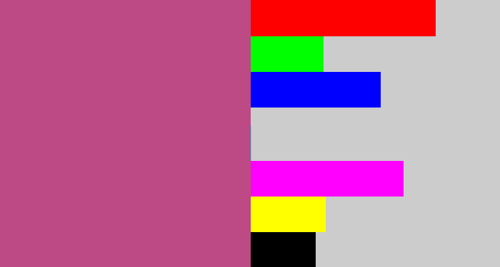Hex color #bd4985 - darkish pink