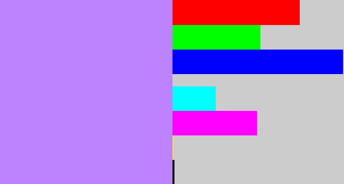 Hex color #bd82fd - light purple