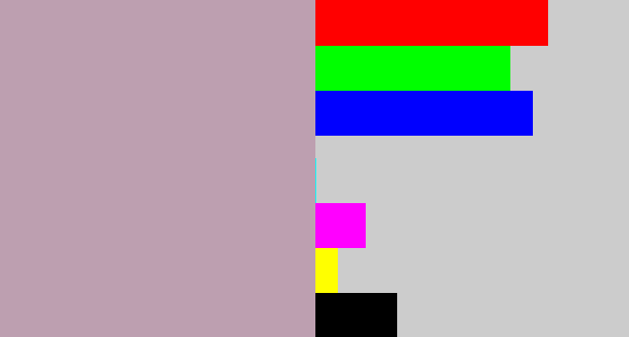 Hex color #bd9fb0 - pinkish grey